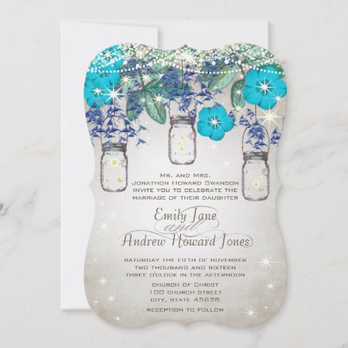 Rustic and Romantic Mason Jar Under the Stars Invitation