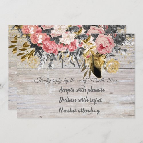 Rustic and romantic vintage floral wedding collect invitation