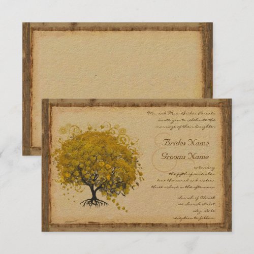 Rustic and Romantic Yellow Heart Tree Wedding Custom Announcement