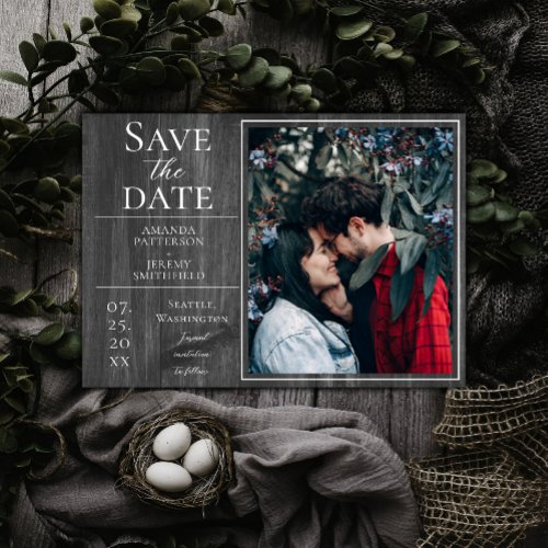 Rustic and Simple Photo  Gray Save the Date