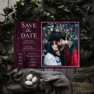 Rustic and Simple Photo   Magenta Save the Date