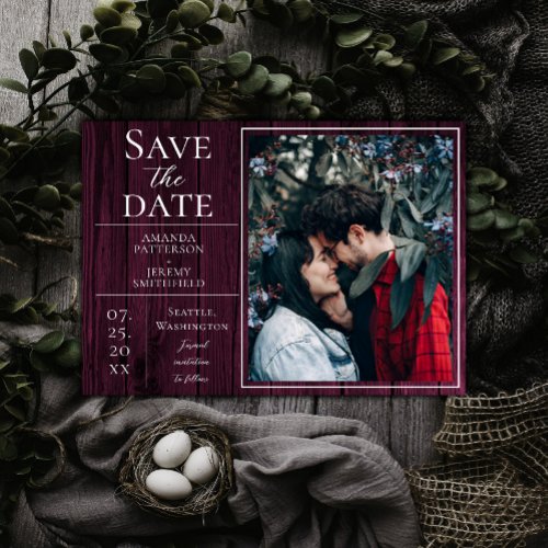 Rustic and Simple Photo  Magenta Save the Date