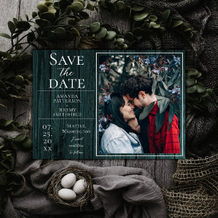 Rustic and Simple Photo Teal Save the Date