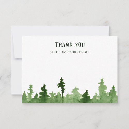 Rustic and Trendy Green Pine Trees Thank You Card