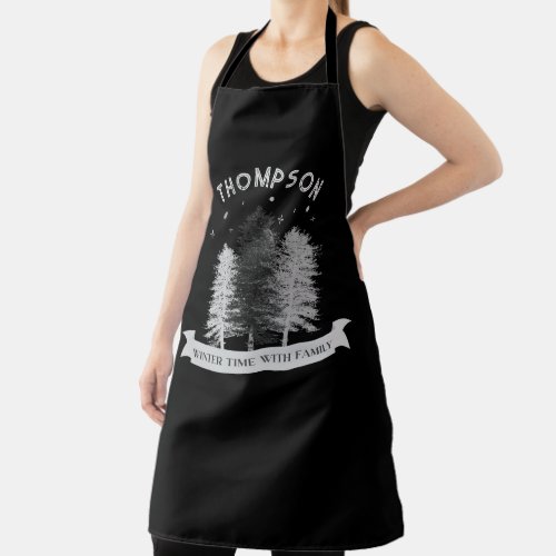 Rustic and winter Pine Trees with Family Apron
