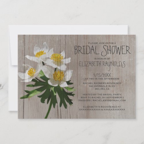 Rustic Anemone Bridal Shower Invitations