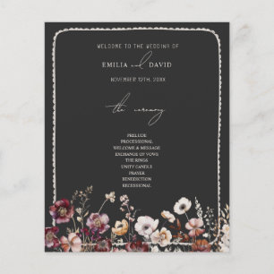 Rustic Anemone Hand Drawn Scalloped Gray Wedding
