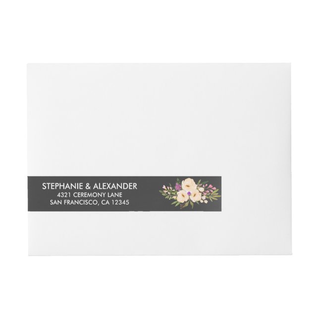 Rustic Anemones Chalkboard Wrap Around Address Label (Front)