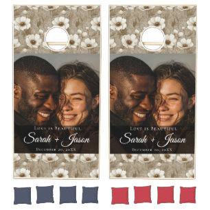 Rustic Anemones Petal Lakeside Wedding Cornhole Set