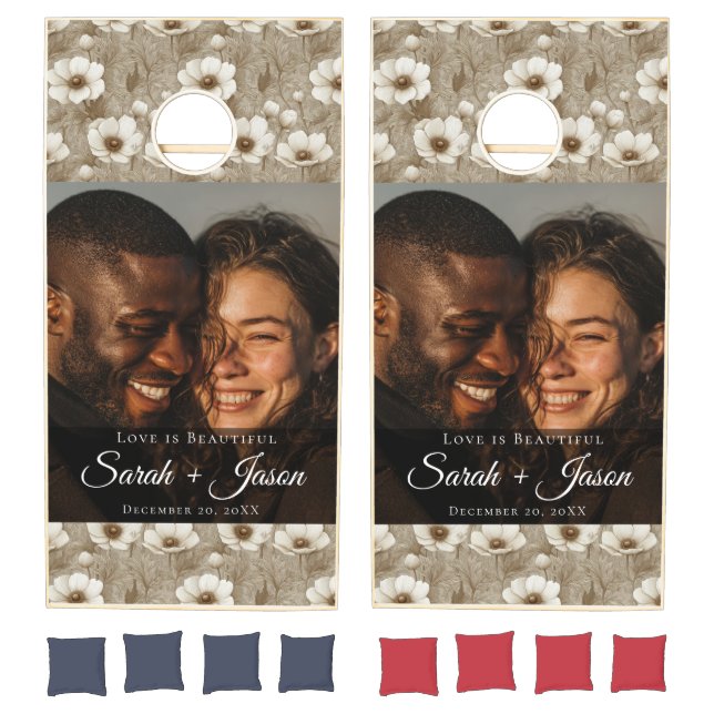 Rustic Anemones Petal Lakeside Wedding Cornhole Set (Set)