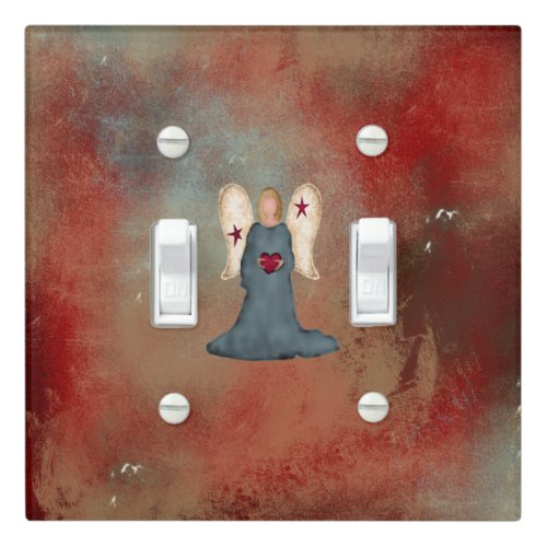 Rustic Angel Holding Heart Light Switch Cover