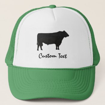 Rustic Angus Bull Silhouette Watercolor Trucker Hat by PandaCatGallery at Zazzle