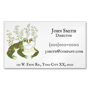 Rustic Animal Art Amphibian Watercolor Frog Business Card Magnet