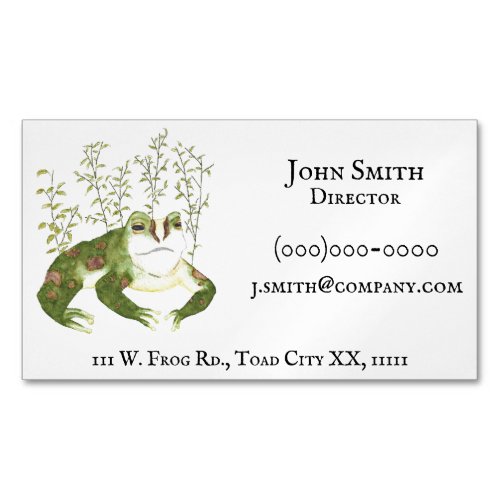 Rustic Animal Art Amphibian Watercolor Frog Business Card Magnet