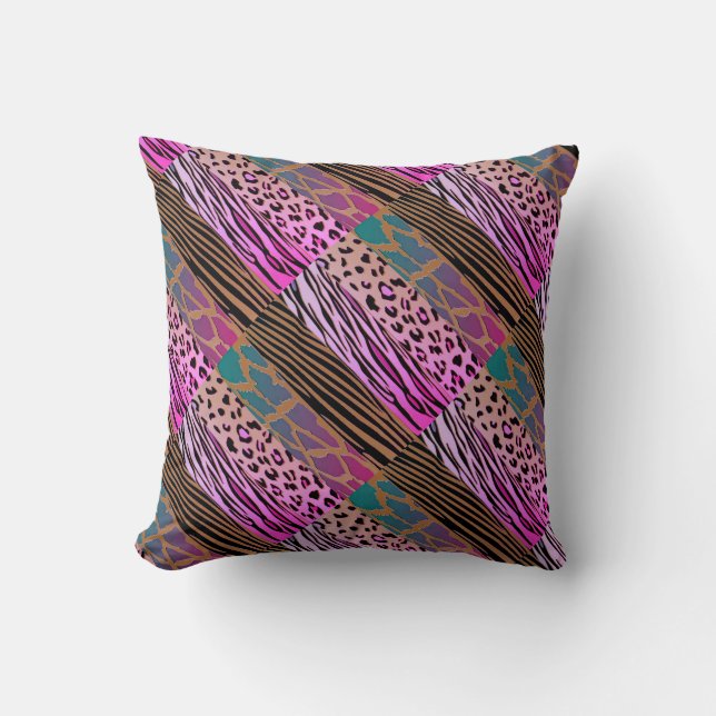 Rustic Animal  Patchwork Zebra Stripe Pillow (Front)