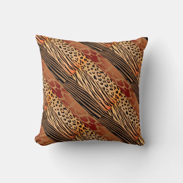 Rustic Animal  Patchwork Zebra Stripe Pillow (Front)