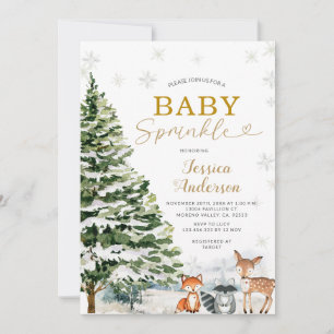 Rustic Animal Pine Trees Christmas Baby Sprinkle Invitation
