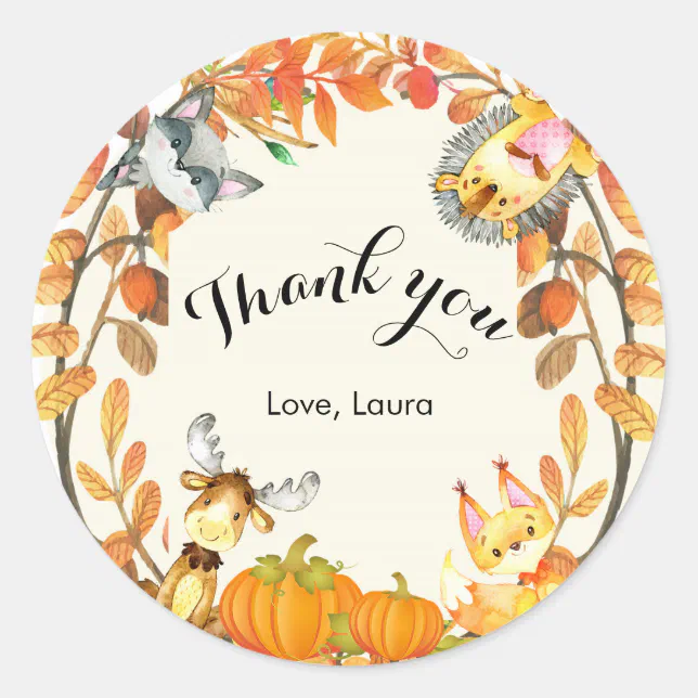 Rustic Animal Thank You Stickers | Zazzle