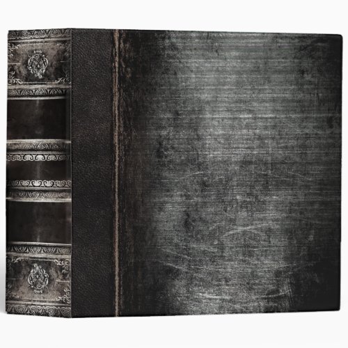 Rustic Antique Ancient Tome Faux Black Leather Binder