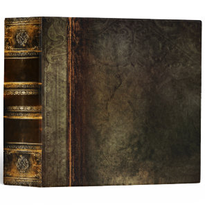 Rustic Antique Ancient Tome Faux Brown Leather 3 Ring Binder