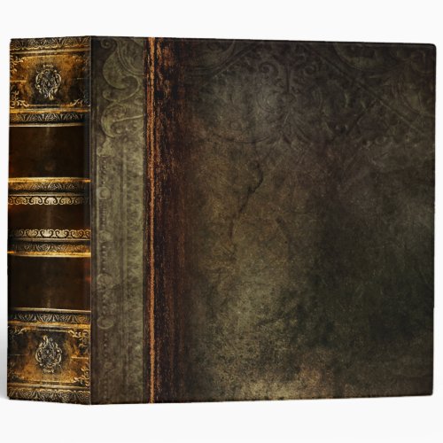 Rustic Antique Ancient Tome Faux Brown Leather 3 Ring Binder