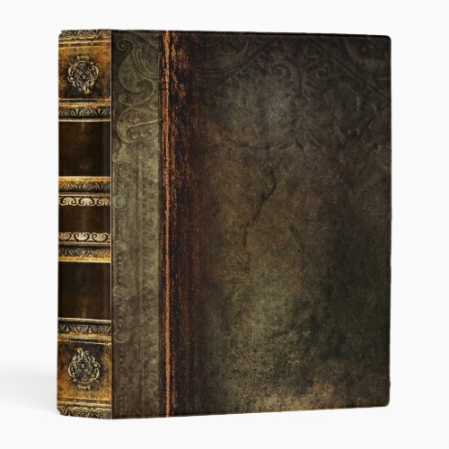 Rustic Antique Ancient Tome Faux Brown Leather Mini Binder
