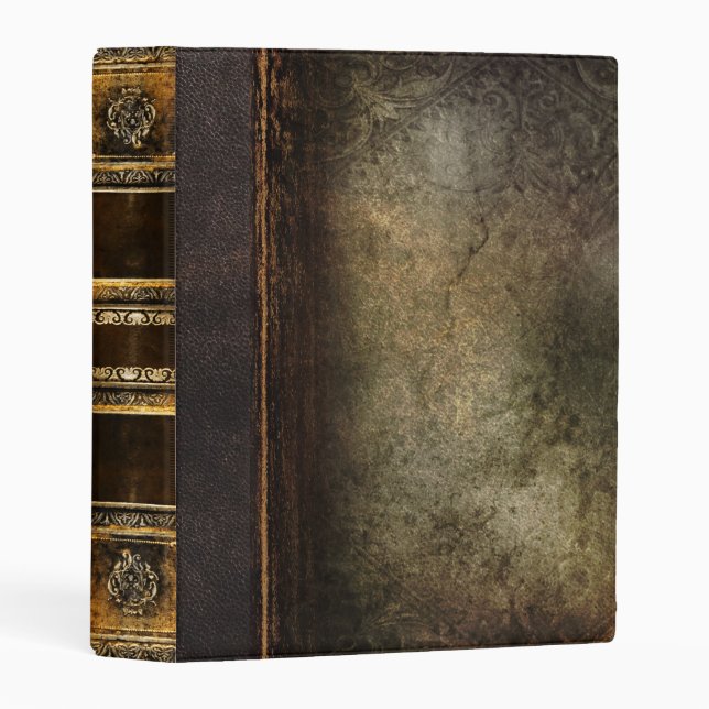 Rustic Antique Ancient Tome Faux Leather Mini Binder (Front/Spine)