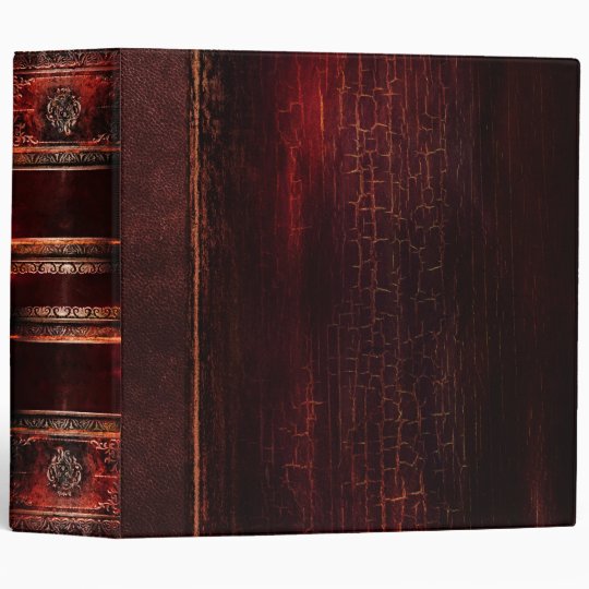 Rustic Antique Ancient Tome Faux Red Leather Binder