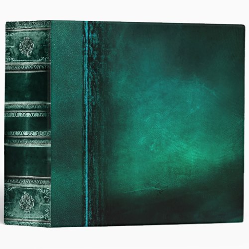 Rustic Antique Ancient Tome Faux Teal Leather 3 Ring Binder