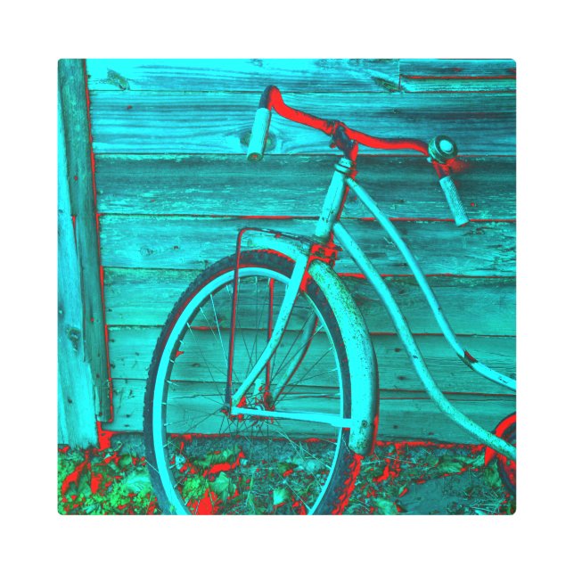 Rustic Antique Bicycle Metal Print (Front)