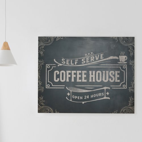 Rustic Antique Black and Brown Coffee Bar Photo  Metal Print