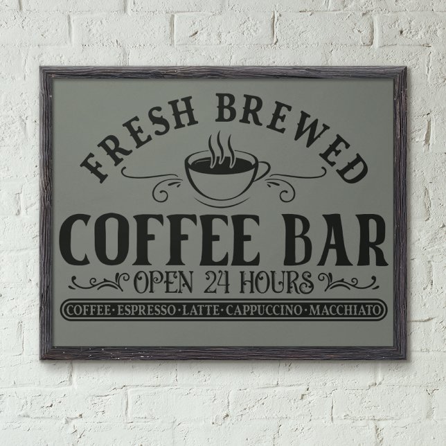 Rustic Antique Black and Gray Coffee Bar Photo Print (Creator Uploaded)
