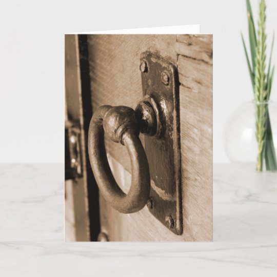 Rustic Antique Door Handle Pull And Latch Sepia Card Zazzle Com