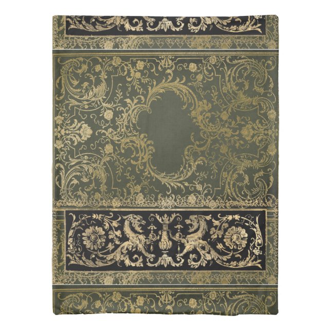 Rustic, antique, gothic, golden bronze,pattern, vi duvet cover (Back)