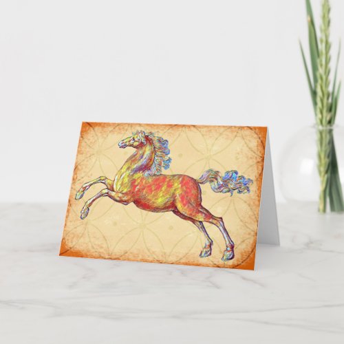 Rustic Antique Illustrated Horse Art Note Card