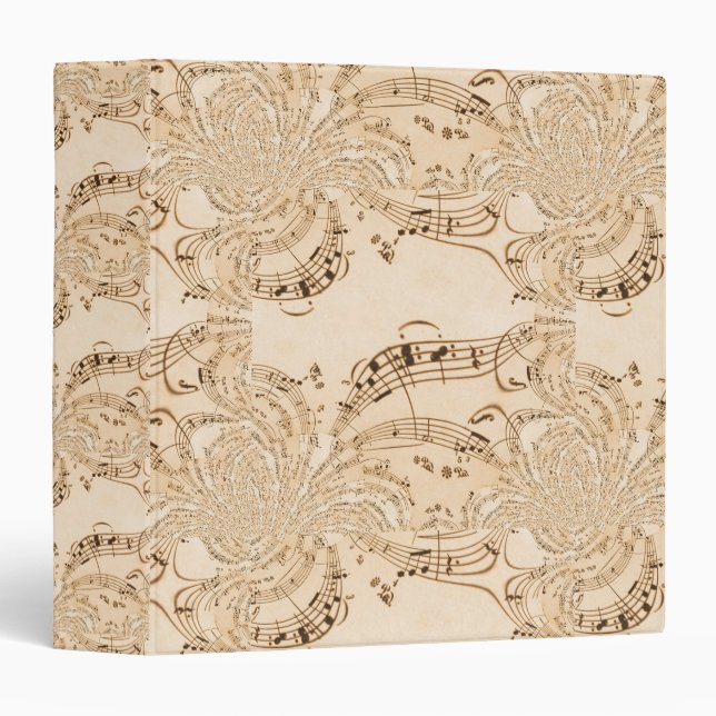 Rustic Antique Musical Notes 3 Ring Binder (Front/Spine)