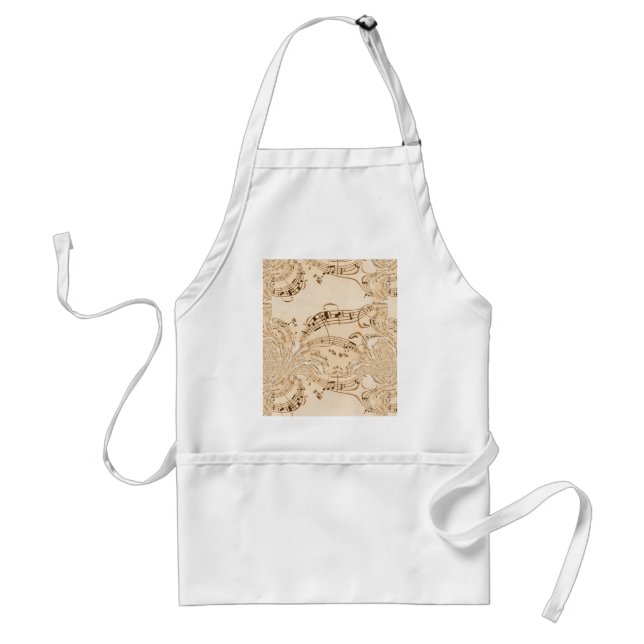 Rustic Antique Musical Notes Adult Apron (Front)