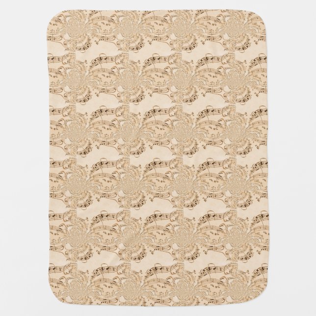 Rustic Antique Musical Notes Baby Blanket (Front)