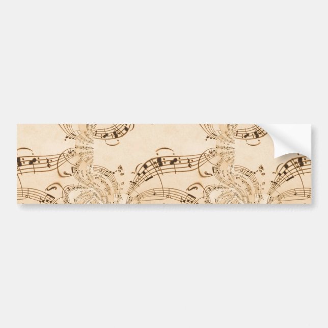 Rustic Antique Musical Notes Bumper Sticker (Front)