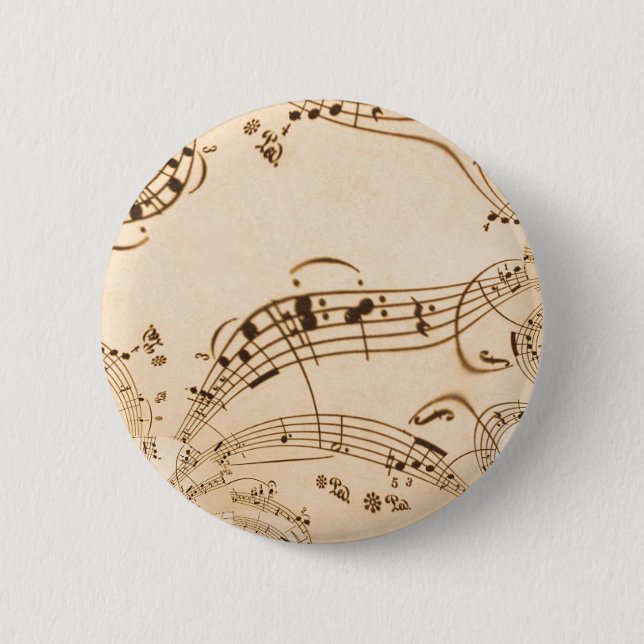 Rustic Antique Musical Notes Button (Front)