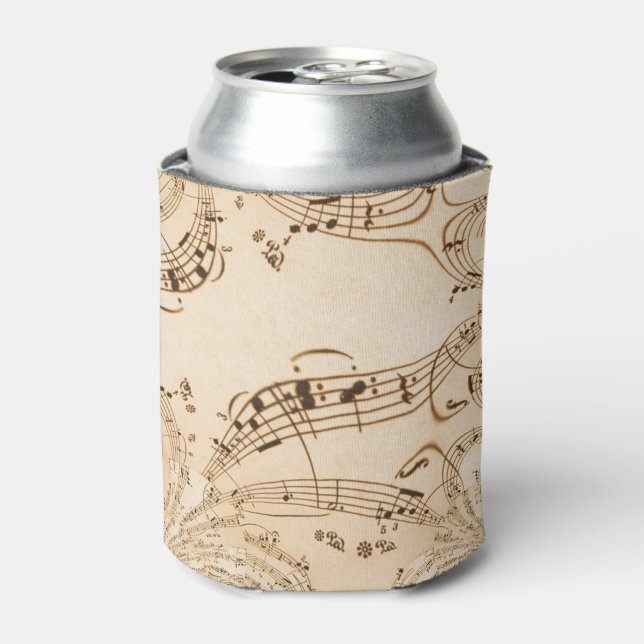 Rustic Antique Musical Notes Can Cooler (Can Front)