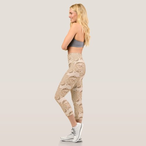 Rustic Antique Musical Notes Capri Leggings