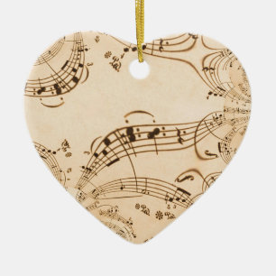 Rustic Antique Musical Notes Ceramic Ornament
