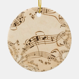Rustic Antique Musical Notes Ceramic Ornament