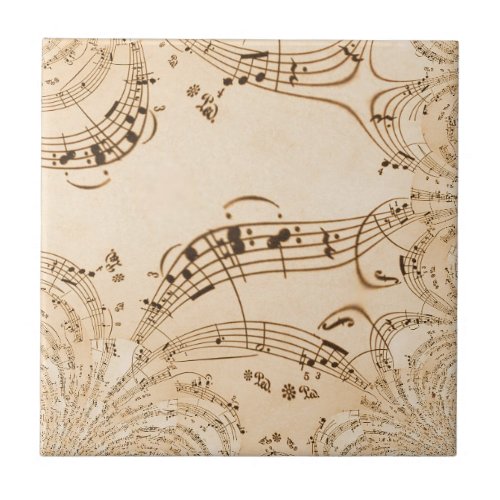 Rustic Antique Musical Notes Ceramic Tile