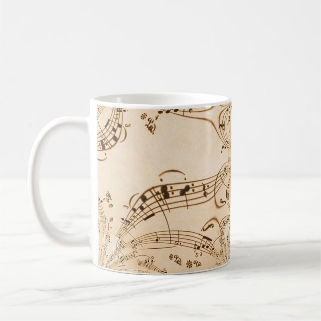 Rustic Antique Musical Notes Coffee Mug (Left)