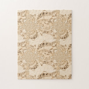 Rustic Antique Musical Notes Jigsaw Puzzle