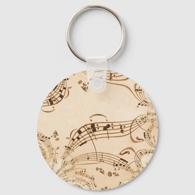 Rustic Antique Musical Notes Keychain (Front)