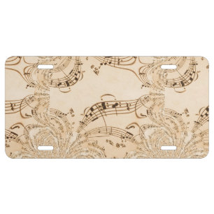 Rustic Antique Musical Notes License Plate