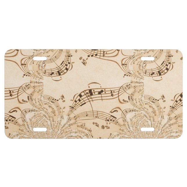 Rustic Antique Musical Notes License Plate (Front)
